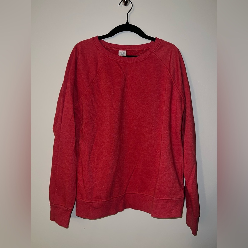 Red scoop neck sweatshirt